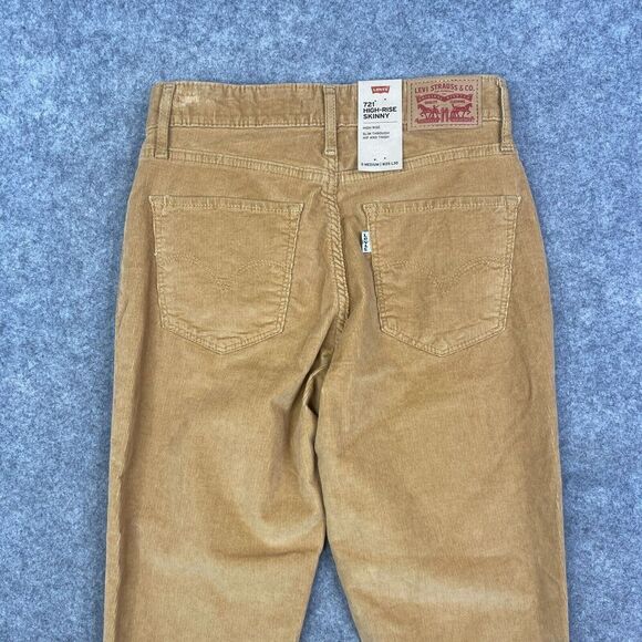 Levis 721 High Rise Skinny Corduroy Pants Womens 25 Brown Button Fly 5-Pocket - Picture 13 of 14